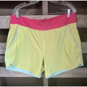 NWT Lands End Board Shorts Size 14 Color Block Pink Yellow Neon Swim
